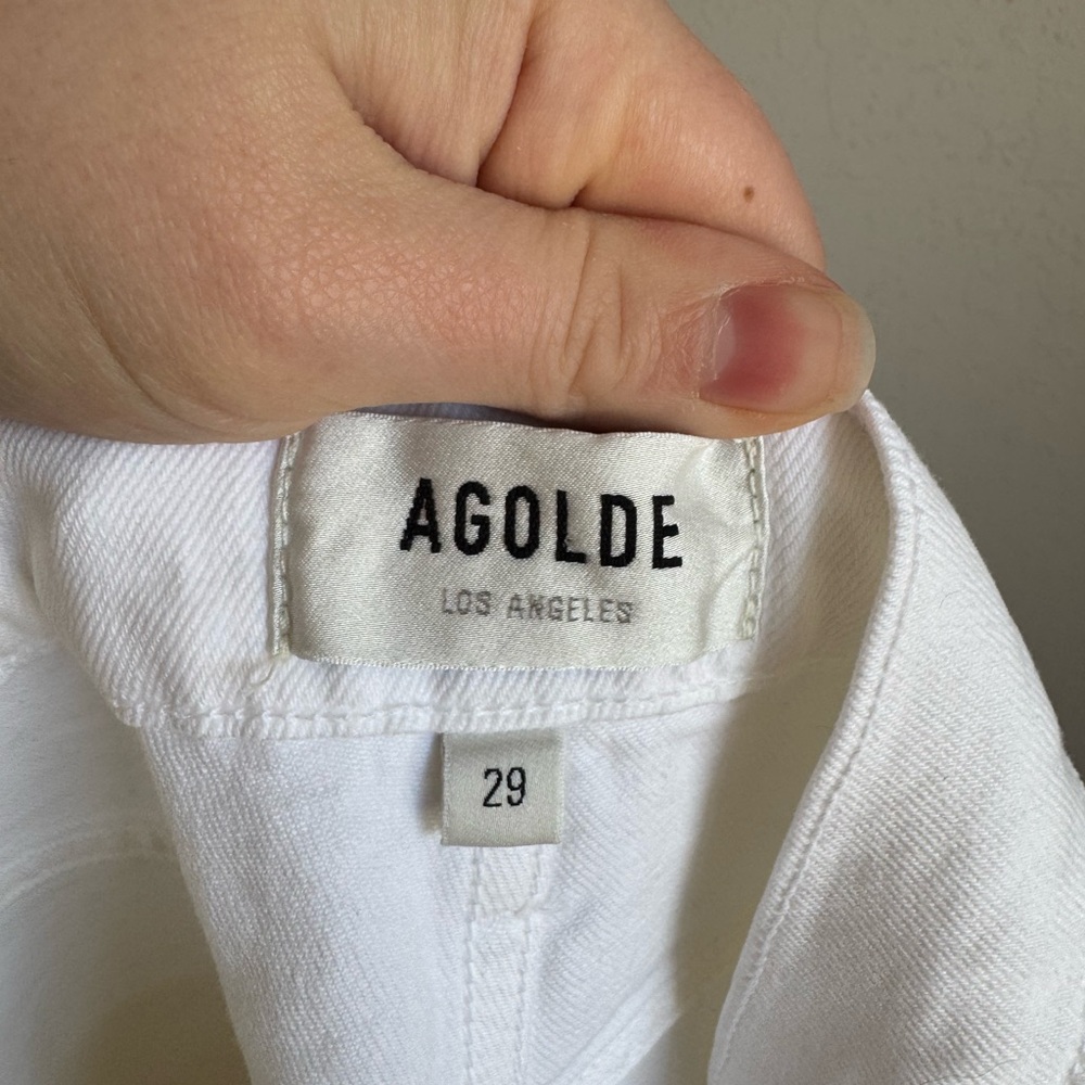 Agolde White Denim High Rise Riley Crop Straight Leg Jeans Womens 29 Casual - Picture 6 of 8